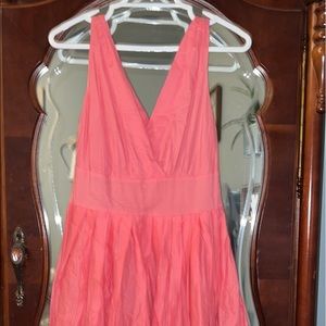Coral summer dress. Flair skirt. Light fabric. Light material. Size medium.
